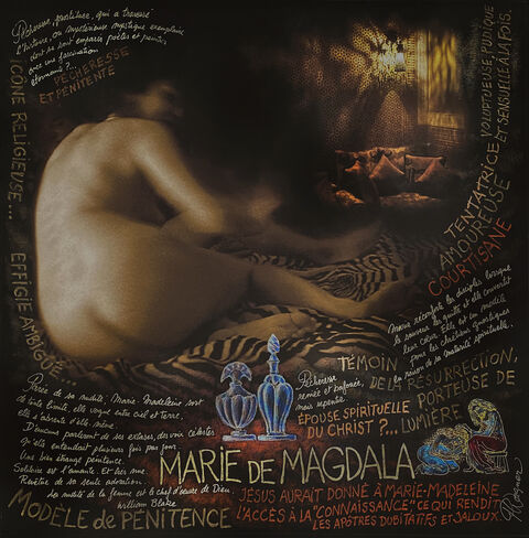 MARIE DE MAGDALA technique mixte sur toile : 100X100 cm.